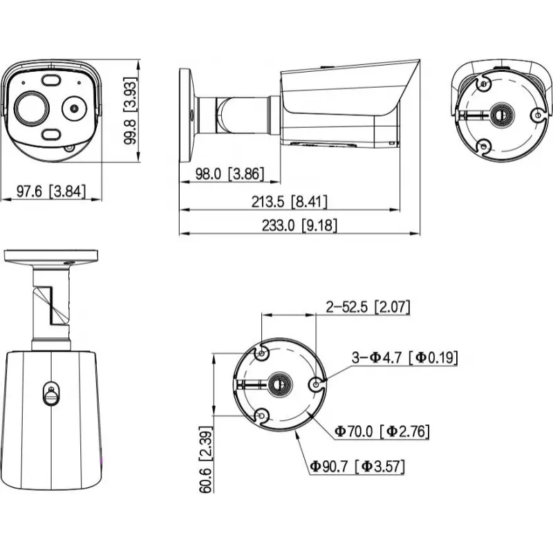 DAHUA TPC-BF1241-LB3F4-DW-S8-V1 4MP terminė hibridinė kryptinė IP kamera