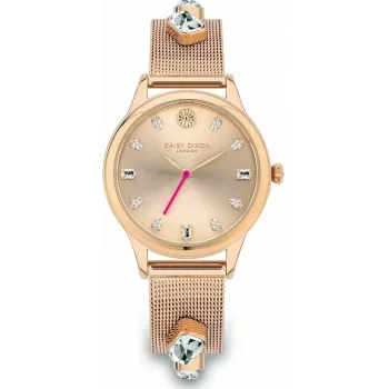 Daisy Dixon moteriškas DD105RGM kvarcinis analoginis laikrodis 35mm rožinio aukso atspalviu