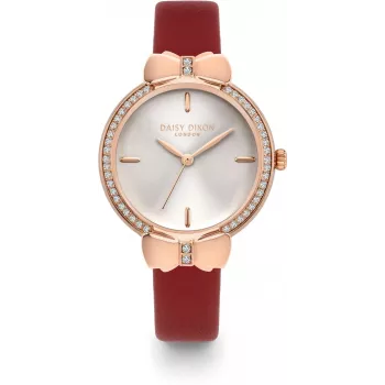 DAISY DIXON Moteriškas kvarcinis analoginis laikrodis DD156RRG - 36mm rožinio aukso lydinio korpusas su nerūdijančio plieno tinklelio apyranke