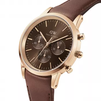 Daniel Wellington Classic 42mm vyrų laikrodis DW00100640 - rožinio aukso korpusas, juodas ciferblatas, juodas odinis dirželis