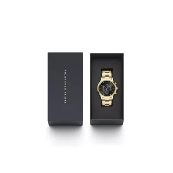 DANIEL WELLINGTON Classic Vyriškas Laikrodis 42mm Rožinis Auksas Juoda Oda DW00100641