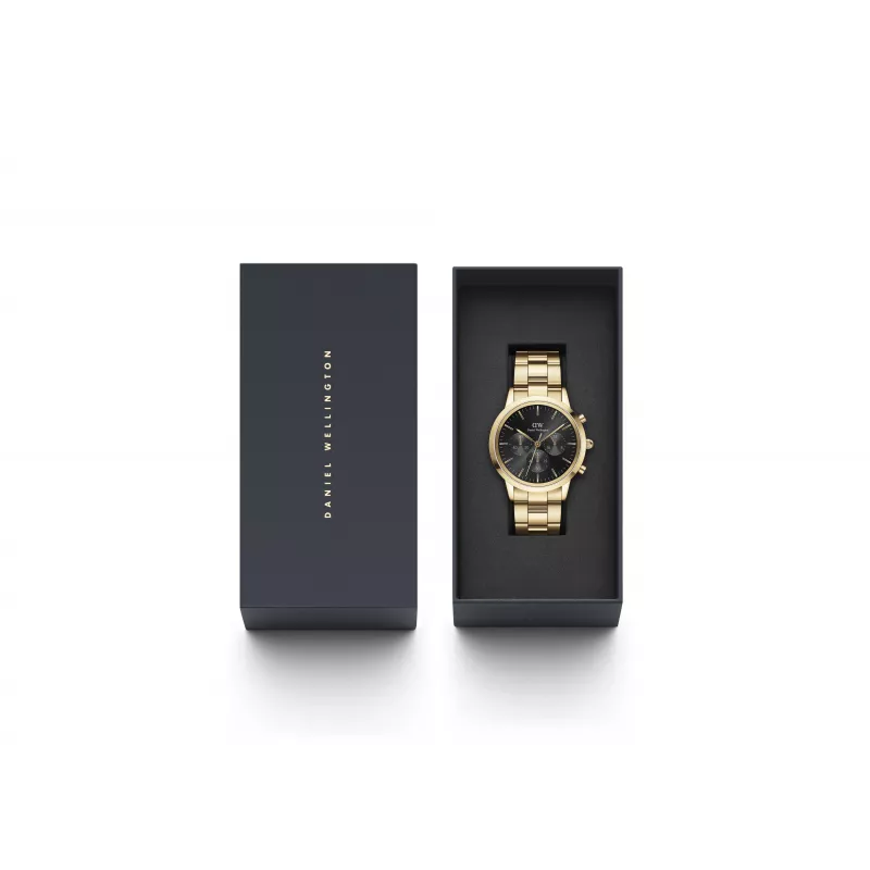 DANIEL WELLINGTON Classic Vyriškas Laikrodis 42mm Rožinis Auksas Juoda Oda DW00100641