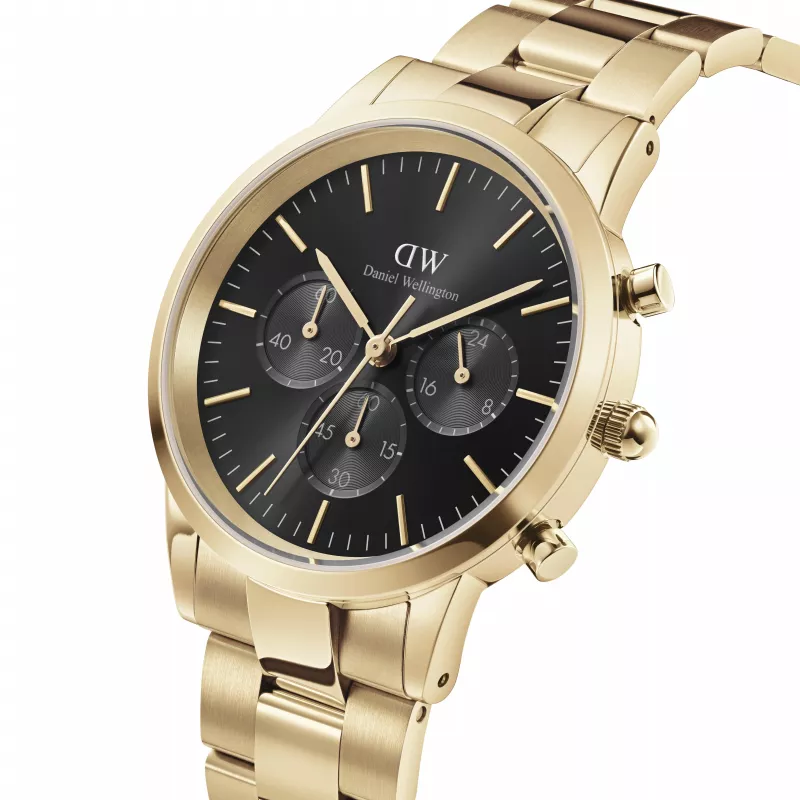DANIEL WELLINGTON Classic Vyriškas Laikrodis 42mm Rožinis Auksas Juoda Oda DW00100641