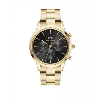 DANIEL WELLINGTON Classic Vyriškas Laikrodis 42mm Rožinis Auksas Juoda Oda DW00100641