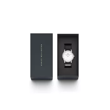DANIEL WELLINGTON Classic Men's Watch DW00100677 40mm Rose Gold Stainless Steel Case Eggshell White Dial Black Leather Strap