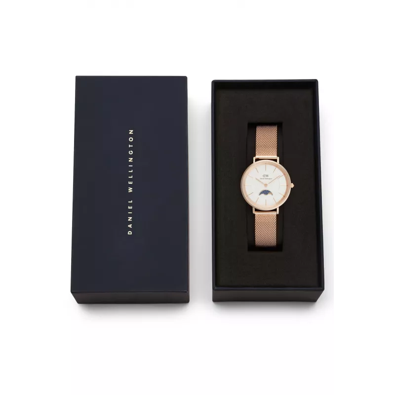 DANIEL WELLINGTON Petite Lumine 32mm sidabrinis laikrodis su perlų motinos ciferblatu ir sidabriniu tinklelio dirželiu DW00100773
