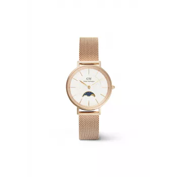 DANIEL WELLINGTON Petite Lumine 32mm sidabrinis laikrodis su perlų motinos ciferblatu ir sidabriniu tinklelio dirželiu DW00100773