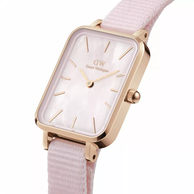 DANIEL WELLINGTON Petite Lumine Moteriškas Laikrodis 20mm Rožinis Auksas Nerūdijantis Plienas Tinklelis Perlų Motinos Ciferblatas DW00100509