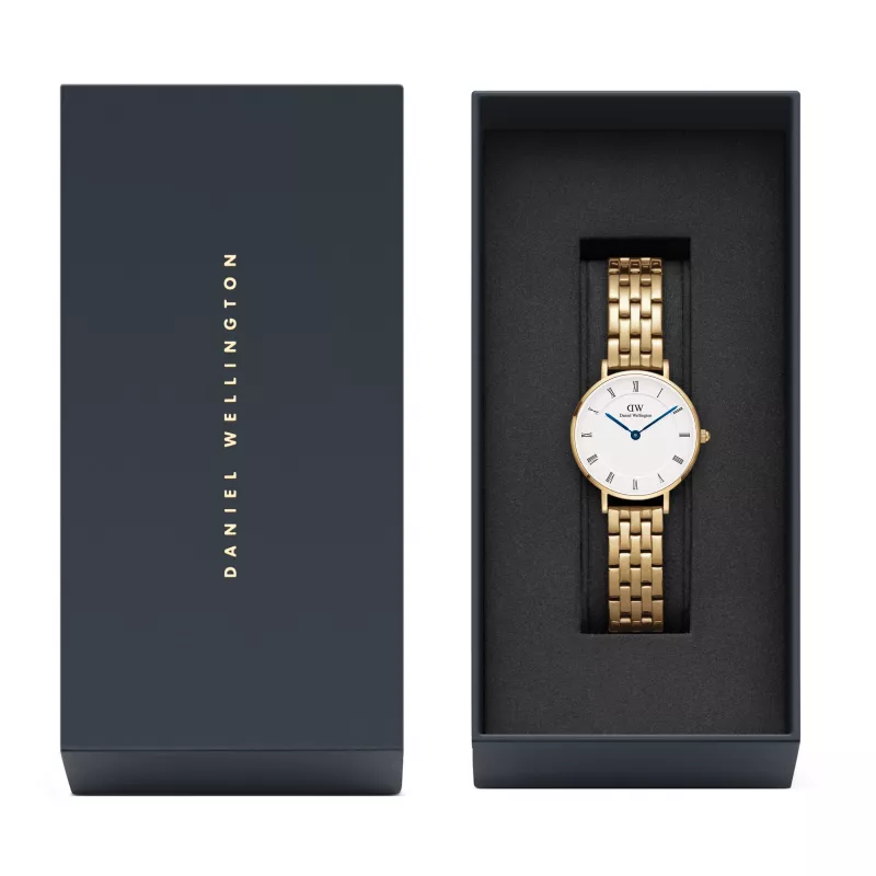DANIEL WELLINGTON Petite Lumine Moteriškas Laikrodis 28mm Rožinio Aukso Tinklelio Apyrankė DW00100682