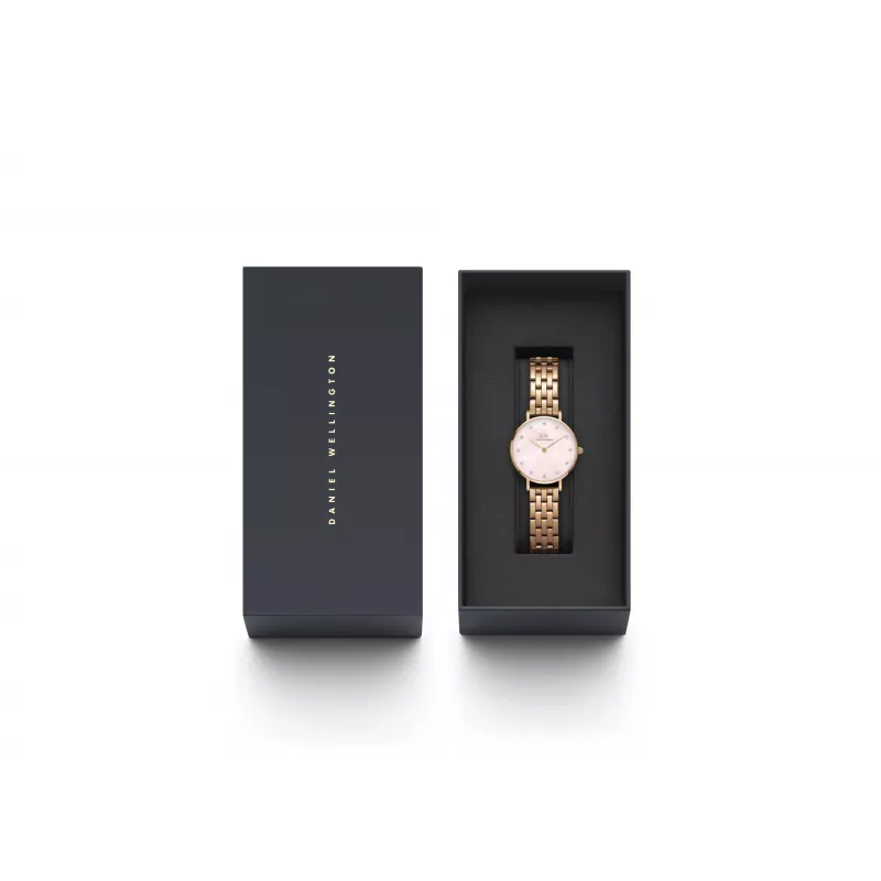 DANIEL WELLINGTON Petite Lumine Moteriškas Laikrodis 28mm Rožinis Auksas Nerūdijantis Plienas Tinklelis DW00100617