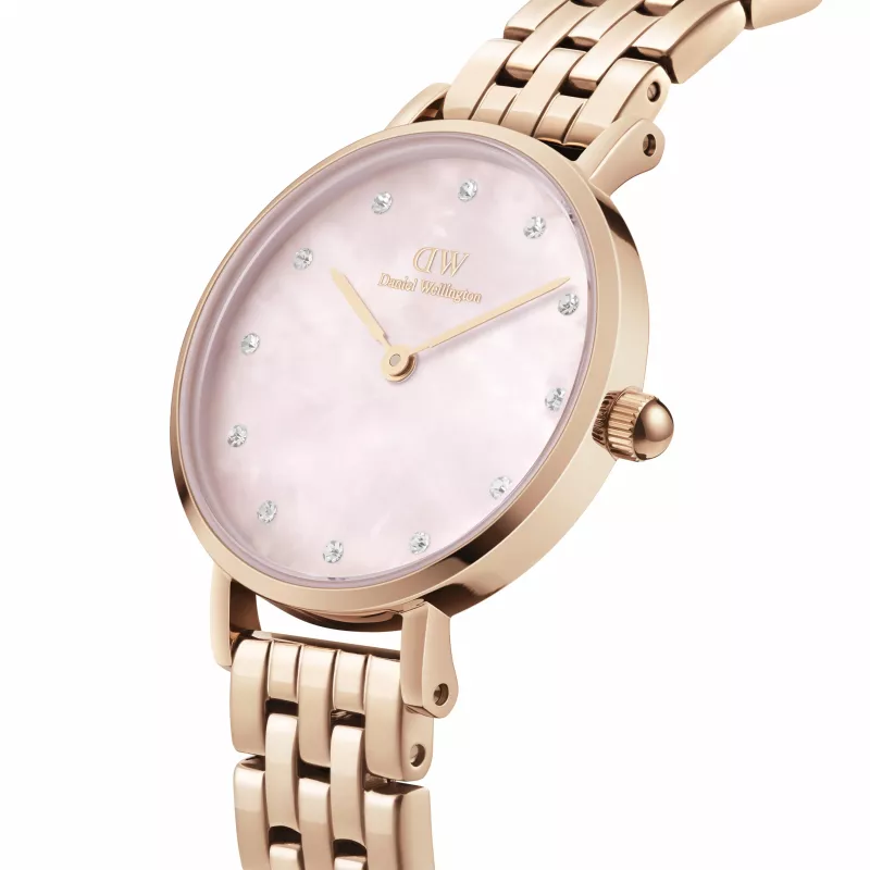 DANIEL WELLINGTON Petite Lumine Moteriškas Laikrodis 28mm Rožinis Auksas Nerūdijantis Plienas Tinklelis DW00100617