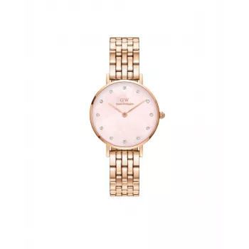 DANIEL WELLINGTON Petite Lumine Moteriškas Laikrodis 28mm Rožinis Auksas Nerūdijantis Plienas Tinklelis DW00100617