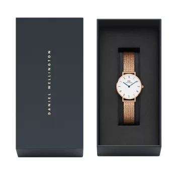 DANIEL WELLINGTON Petite Lumine Moteriškas Laikrodis 28mm Rožinio Aukso Nerūdijantis Plienas Baltas Perlų Motinos Ciferblatas