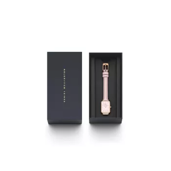 DANIEL WELLINGTON Petite Lumine Moteriškas Laikrodis DW00100636 20mm Rožinio Aukso Tinklinė Apyrankė