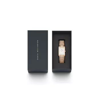 DANIEL WELLINGTON Petite Melrose Moteriškas Laikrodis 35mm Rožinis Auksas Nerūdijantis Plienas Tinklelis DW00100702