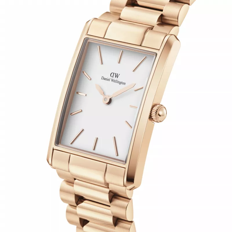 DANIEL WELLINGTON Petite Melrose Moteriškas Laikrodis 35mm Rožinis Auksas Nerūdijantis Plienas Tinklelis DW00100702