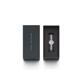 Daniel Wellington Quadro Mini Pressed Sheffield moteriškas laikrodis DW00100719 - 22mm rožinio aukso nerūdijančio plieno korpusas, šviesiai smėlio spalvos ciferblatas, juodas itališkas odinis dirželis