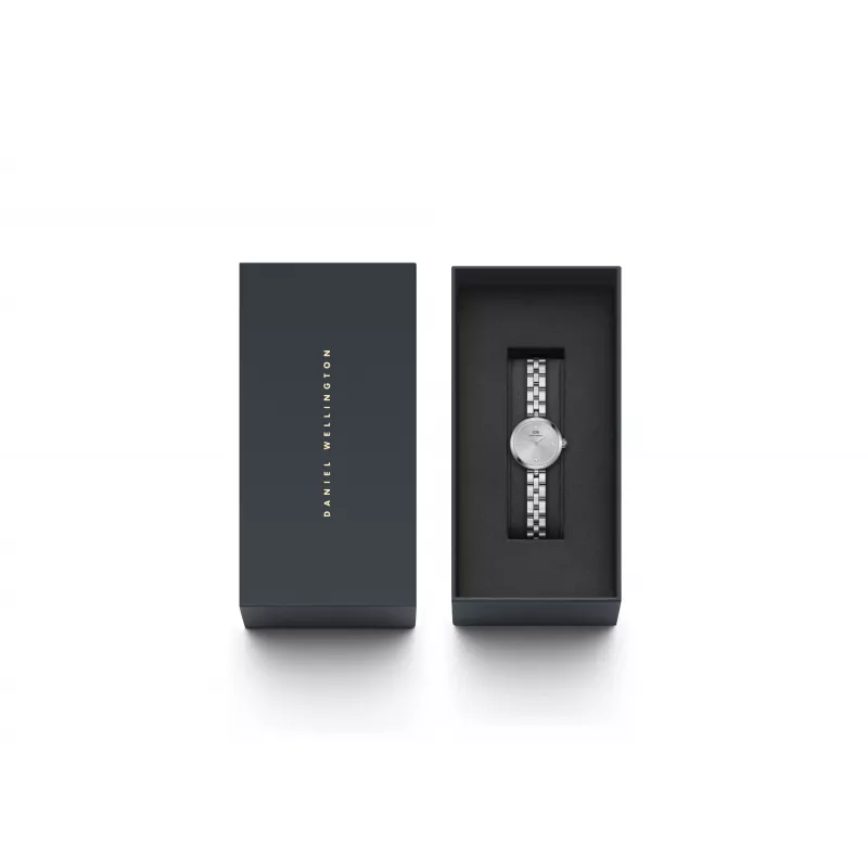 Daniel Wellington Quadro Mini Pressed Sheffield moteriškas laikrodis DW00100719 - 22mm rožinio aukso nerūdijančio plieno korpusas, šviesiai smėlio spalvos ciferblatas, juodas itališkas odinis dirželis