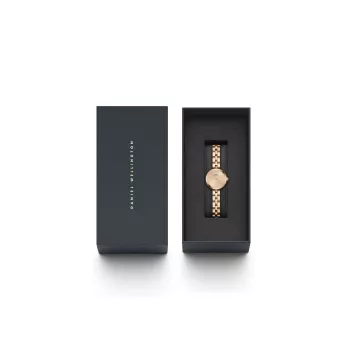 Daniel Wellington Quadro Moteriškas Laikrodis 22mm Rožinio Aukso Nerūdijančio Plieno Korpusas Juodas Odinis Dirželis DW00100720