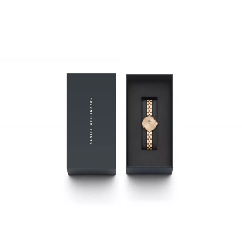 Daniel Wellington Quadro Moteriškas Laikrodis 22mm Rožinio Aukso Nerūdijančio Plieno Korpusas Juodas Odinis Dirželis DW00100720