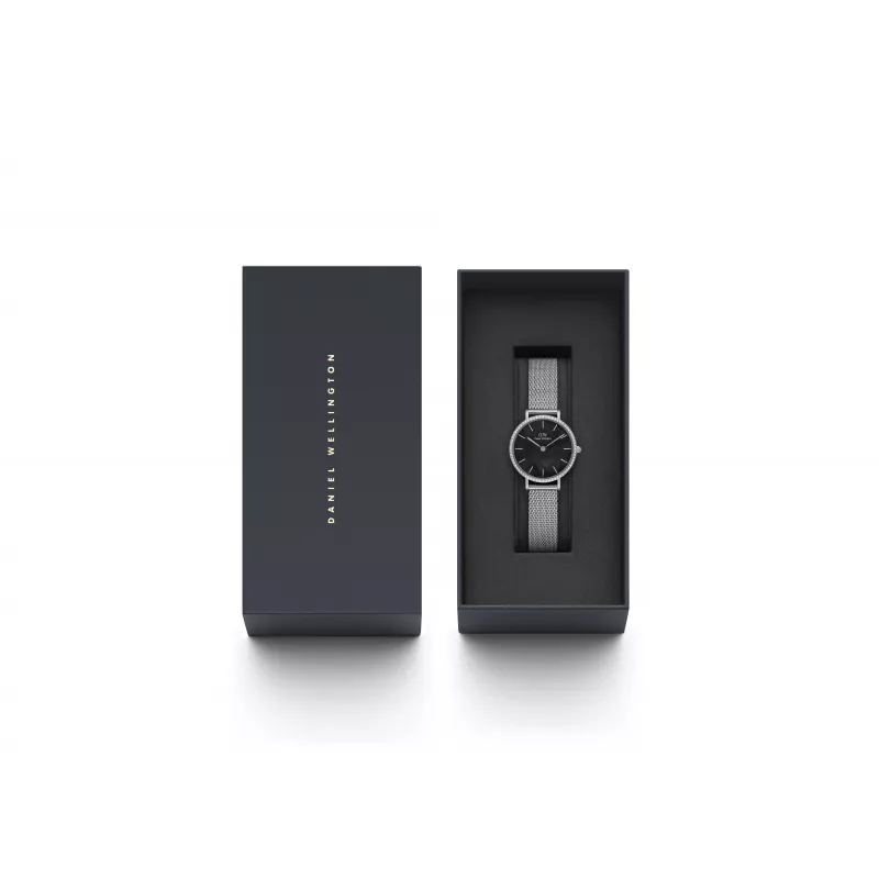 DANIEL WELLINGTON Quadro Moteriškas Laikrodis 28mm Rožinis Auksas Nerūdijantis Plienas Juoda Oda DW00100661