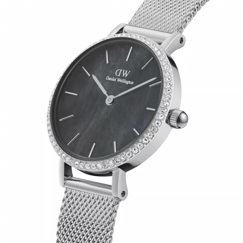 DANIEL WELLINGTON Quadro Moteriškas Laikrodis 28mm Rožinis Auksas Nerūdijantis Plienas Juoda Oda DW00100661