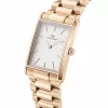 DANIEL WELLINGTON Quadro moteriškas laikrodis 32mm rožinio aukso nerūdijantis plienas juoda oda