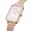 DANIEL WELLINGTON Quadro Moteriškas Laikrodis DW00100669 - 20mm Rožinio Aukso Korpusas, Juodas Odinis Dirželis