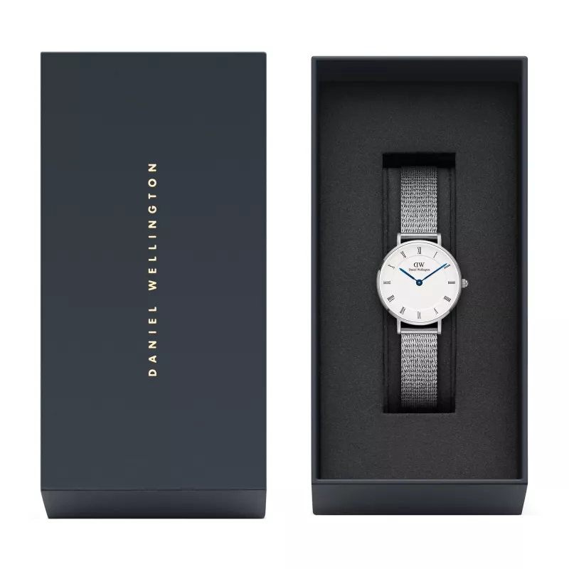 DANIEL WELLINGTON Moteriškas Laikrodis DW00100684 28mm Sidabrinis Nerūdijančio Plieno Tinklelis
