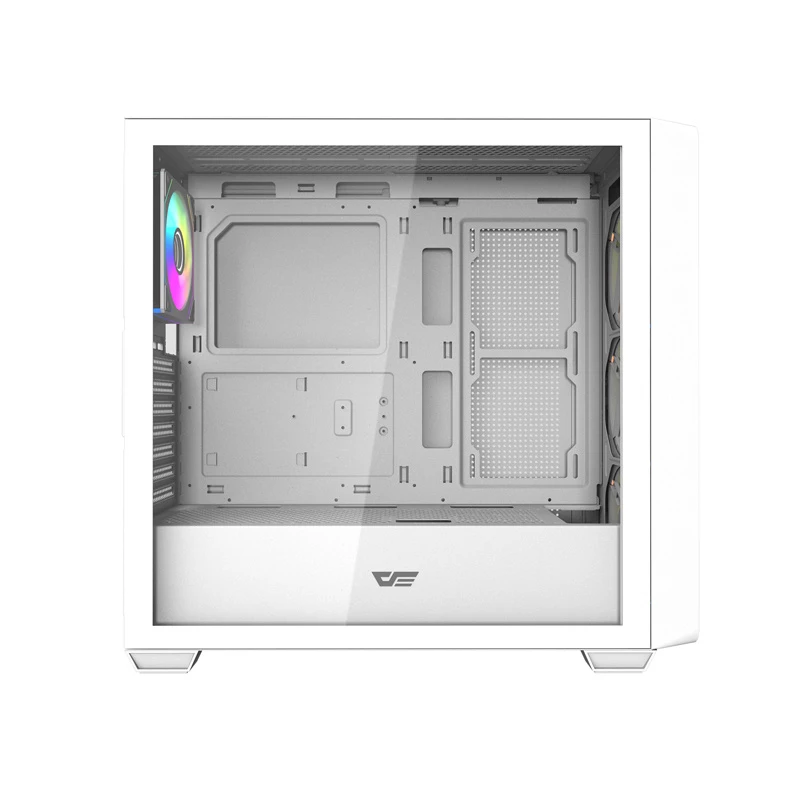 Darkflash DS900WD ATX vidutinio bokšto kompiuterio korpusas (baltas) su 4 ARGB ventiliatoriais ir grūdinto stiklo šonine plokšte