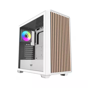 Darkflash DS900WD ATX vidutinio bokšto kompiuterio korpusas (baltas) su 4 ARGB ventiliatoriais ir grūdinto stiklo šonine plokšte