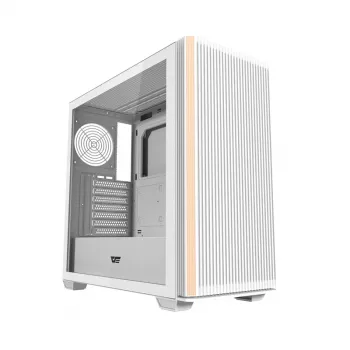 Darkflash DS900WS ATX vidutinio bokšto kompiuterio korpusas, baltas, grūdintas stiklas, be ventiliatorių