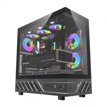 DarkFlash DS950 Mid-Tower Computer Case (Black) su 6 iš anksto sumontuotais ARGB ventiliatoriais