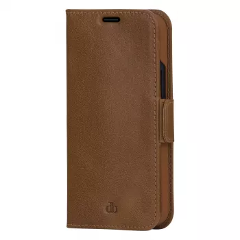 DBRAMANTE 1928 Copenhagen Slim Flip Case, skirta Apple iPhone 13 Pro Max, iš pilno grūdo odos, šviesiai ruda, magnetinis užsegimas, 3 kortelių lizdai, stovo funkcija, belaidžio įkrovimo palaikymas