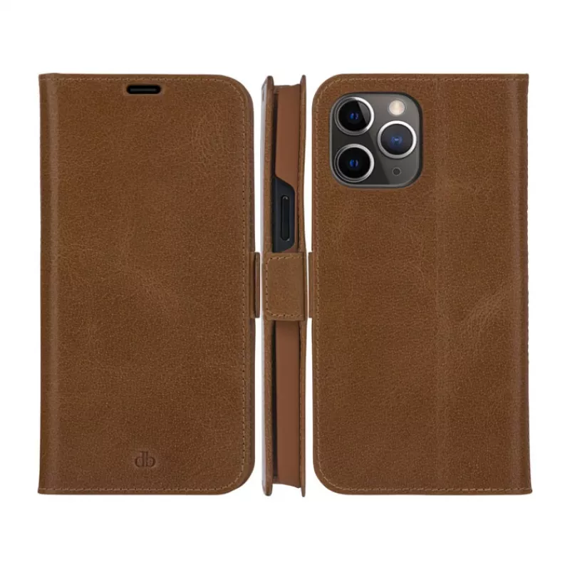 DBRAMANTE 1928 Copenhagen Slim Flip Case, skirta Apple iPhone 13 Pro Max, iš pilno grūdo odos, šviesiai ruda, magnetinis užsegimas, 3 kortelių lizdai, stovo funkcija, belaidžio įkrovimo palaikymas