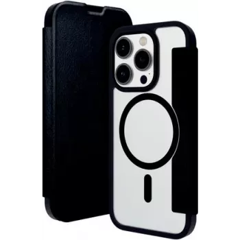 dbramante1928 Helsinki MagSafe Folio dėklas iPhone 15 Pro, juoda oda su 3 kortelių skyreliais HE61CLBL1882
