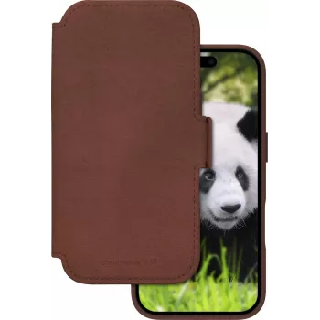 dbramante1928 Lynge Flip Case, skirtas mobiliajam telefonui - suderinamas su MagSafe - natūrali oda - tamsiai ruda - skirta Apple iPhone 17