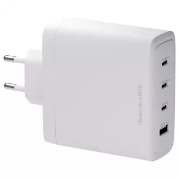 DBRAMANTE1928 Re-Charge GaN sieninis įkroviklis 140W – 4 išvesties prievadai (3x USB-C, 1x USB-A) – baltas