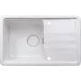 DEANTE 1-Bowl Ceramic Kitchen Sink with Drainer - White, 780x500mm, Inset Drop-In