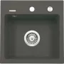 DEANTE 1-Bowl Granite Sink with Drainer, Black (Nero), 780x440 mm, Inset, 2 Tap Holes, Overflow, Waste Kit & Siphon Included