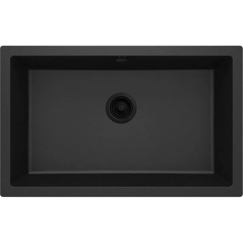 DEANTE 1-Bowl Wall-Hung Granite Composite Sink Graphite 90 mm Drain