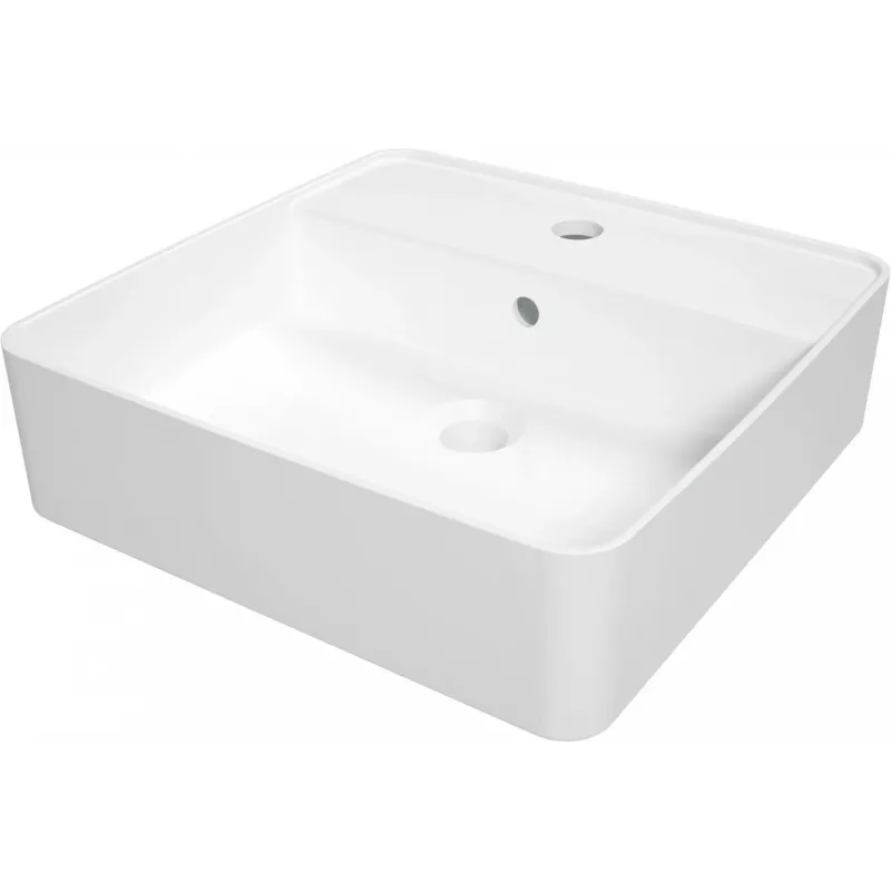 DEANTE Countertop Ceramic Washbasin with Space for Tap - White, Rectangular, Glossy Finish