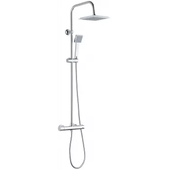 DEANTE Lietaus dušas su termostatiniu maišytuvu - matinė juoda, 250 mm apvali galvutė, reguliuojamas aukštis