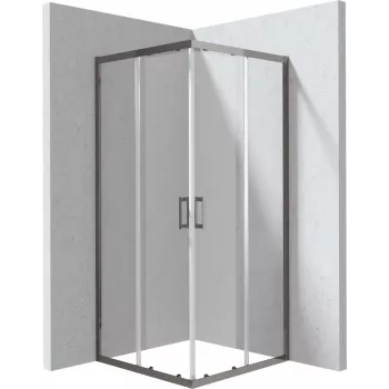 DEANTE Square Shower Cabin 80x80 cm with Double Sliding Doors, Chrome Frame