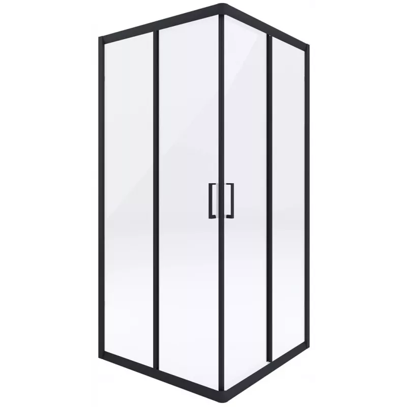DEANTE Square Shower Enclosure 90 cm, Black Matte, Double Sliding Doors