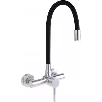 DEANTE Sieninis virtuvės maišytuvas su lenktu snapeliu, chromuotas, vienos svirties, žalvarinis, 220 mm siekis