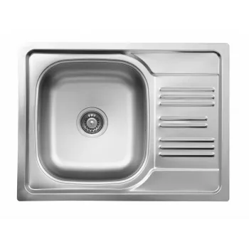 DEANTE ZEX 311A 1-Bowl Stainless Steel Kitchen Sink with Drainer, AISI 304, Satin Finish, 780x435 mm