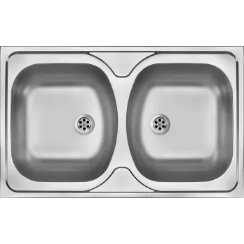 DEANTE ZM5 3200 2-dalių nerūdijančio plieno viršutinio montavimo kriauklė - 800x600 mm
