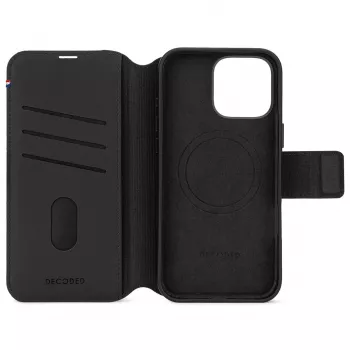 Decoded Leather Detachable Wallet Case, skirtas iPhone 16 Pro Max, suderinamas su MagSafe, juodos spalvos