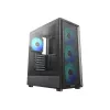 Deepcool CC550 4F Mid Tower korpusas, 4x 120mm LED ventiliatoriai, grūdintas stiklas, juoda